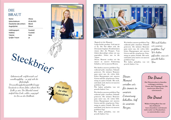 hochzeitszeitung vorlage steckbrief braut