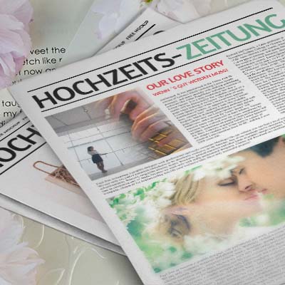 hochzeitszeitung auf Zeitungspapier