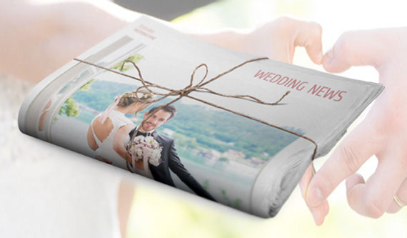 Hochzeitszeitung auf Zeitungspapier